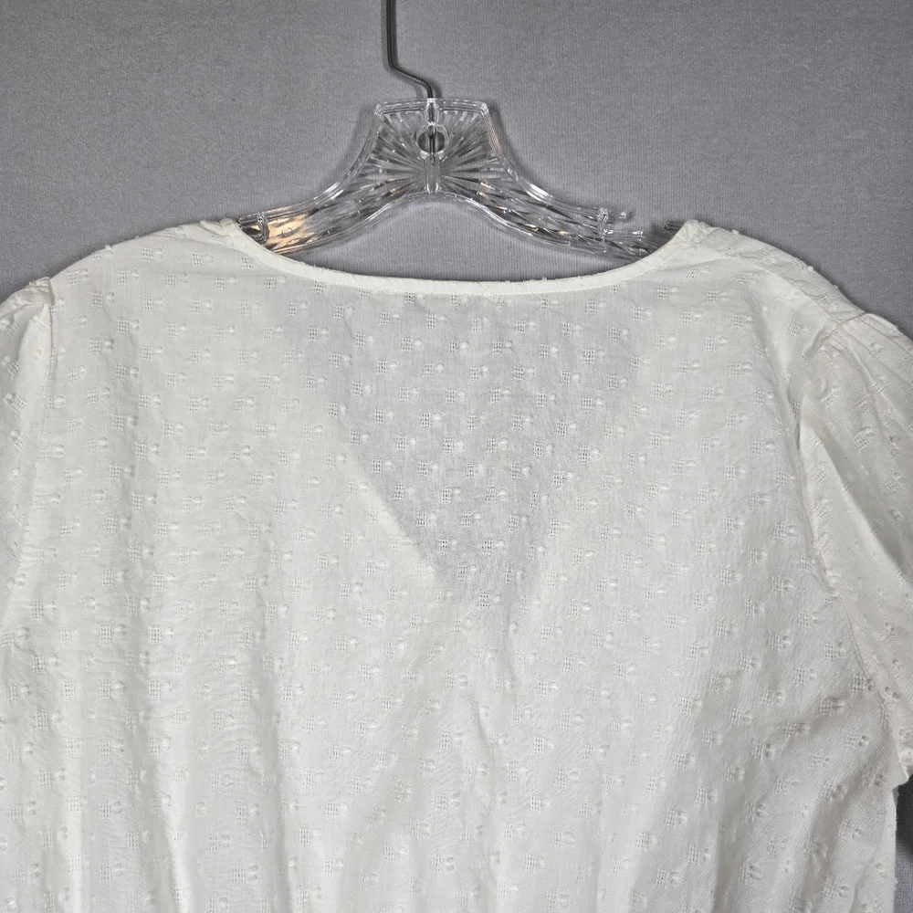 Madewell Cream Swiss Dot Peplum Button-Front Blouse